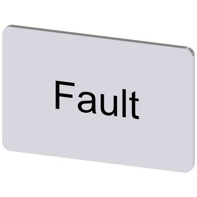Prostokątna tablica z napisem 'Fault' czarnymi literami na szarym tle.