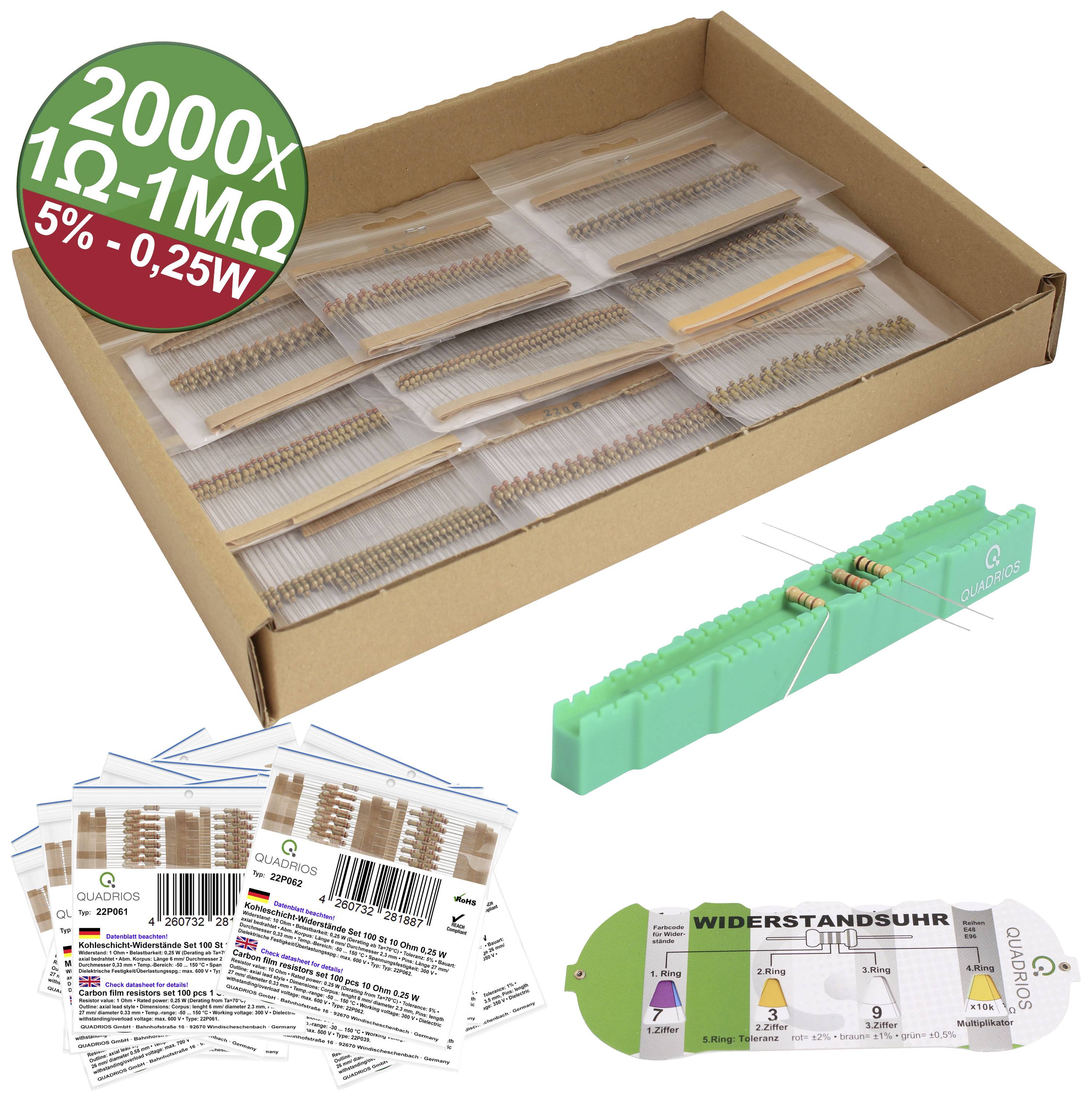 Вугільний резистор Quadrios 23P127 23P127 осьовий THD 0,25 Вт 5% 2000 шт.