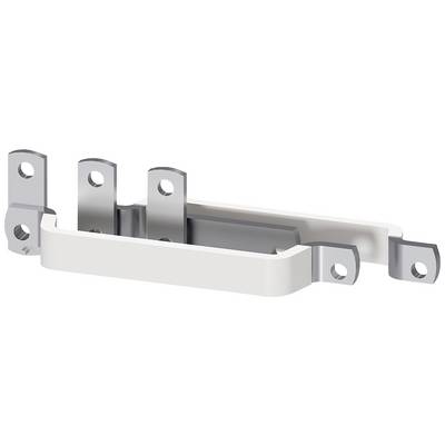 Metalowy nośnik z wieloma otworami montażowymi w białej obramówce, prawdopodobnie element techniczny służący do montażu lub mocowania.
