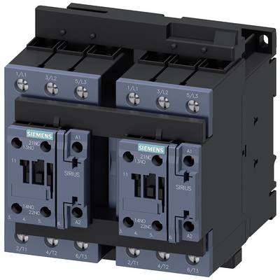 Elektryczny stycznik firmy Siemens, model SIRIUS, z sześcioma zaciskami przyłączeniowymi oraz trzema urządzeniami przełączającymi do celów sterujących i zasilających.
