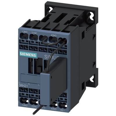Elektryczny przekaźnik firmy Siemens z serii Sirius. Posiada kilka złączy na przedniej stronie i nosi numer modelu 3RH21.