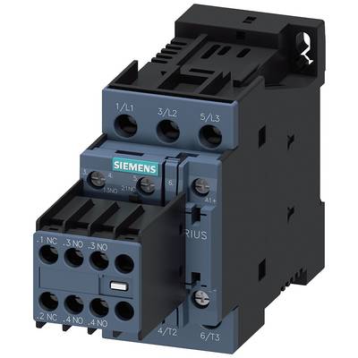 Niebiesko-czarne elektryczne urządzenie zabezpieczające marki Siemens, z wieloma przyłączami i nazwą modelu 'SIRIUS'.