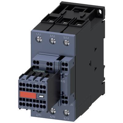 Elektromagnetyczny stycznik przemysłowy w obudowie czarno-niebieskiej, z widocznymi oznaczeniami modelu i zaciskami.