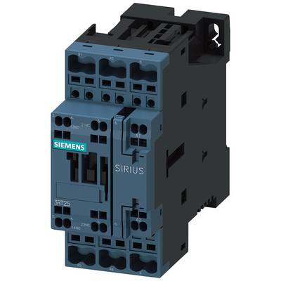 Niebieski elektryczny łącznik firmy Siemens, model Sirius, z widocznymi zaciskami i oznaczeniem '3RT125' na przedniej części.