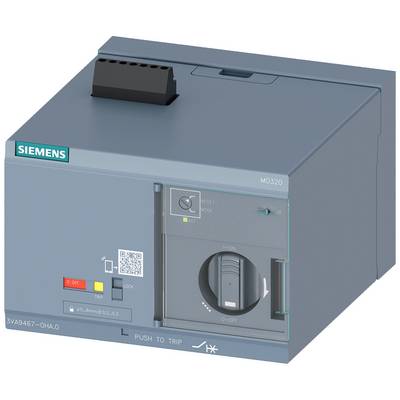 Szara elektryczna szafa sterownicza firmy Siemens, model MO320, z przełącznikiem kołyskowym i kodem QR na przedniej stronie.