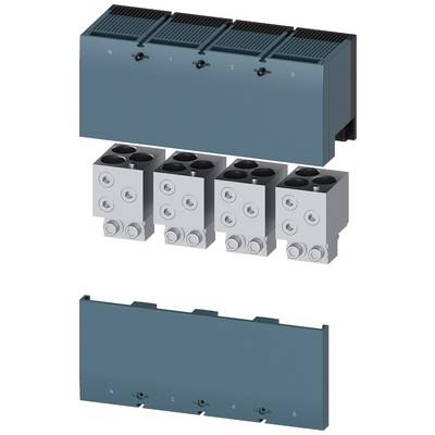 Obraz przedstawia modułowy elektryczny system rozdzielczy z wieloma gniazdami i zaciskami przyłączeniowymi przeznaczony do zastosowań przemysłowych.