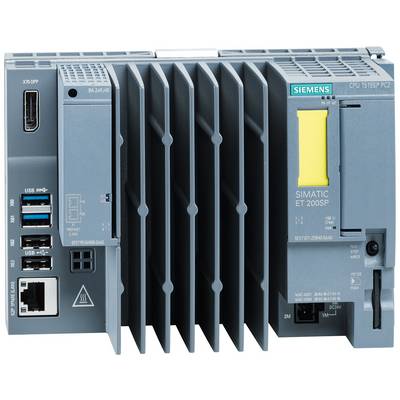 Moduł elektroniki przemysłowej z logo Siemensa, złączami USB i Ethernet. Oznaczenie 'SIMATIC ET 200SP CPU'. Komponent sterujący.