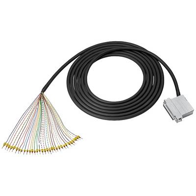 Kabel z wtyczką na jednym końcu i kilkoma kolorowymi przewodami na drugim końcu, które kończą się żółtymi zakończeniami.