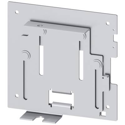 Metalowy adapter do montażu monitorów na ścianie, pokazujący otwory mocujące i szczeliny do przeprowadzenia kabli.