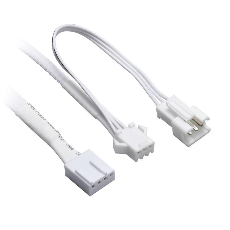 Dwa białe elektryczne złącza z przewodami na białym tle. Jedna wtyczka posiada dwa styki, druga trzy.