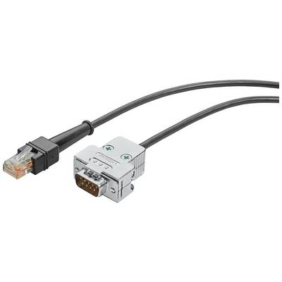Kabel z wtykiem RJ45 po jednej stronie i 9-pinowym wtykiem D-Sub po drugiej stronie, odpowiedni do transmisji danych.
