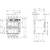 Rysunek techniczny wyłącznika elektrycznego, przedstawiający widoki czołowe i boczne z szczegółowymi wymiarami i oznaczeniami.