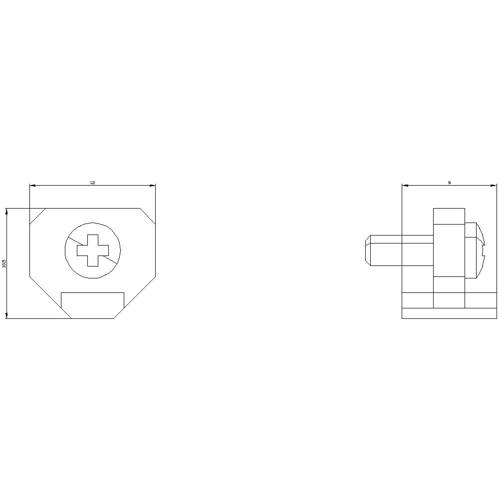 Rysunek techniczny śruby z łbem krzyżowym. Widok z przodu i z boku przedstawiają wymiary i szczegóły konstrukcji.
