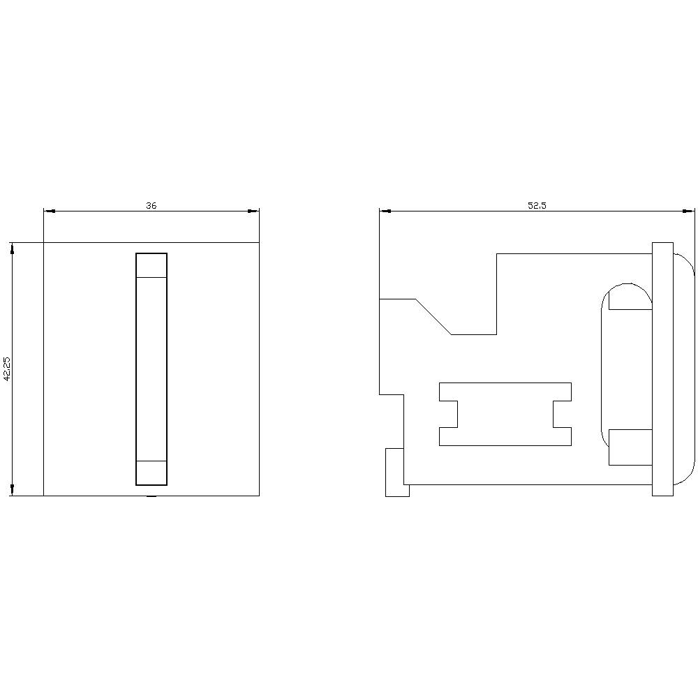 Rysunek techniczny części z wymiarami w milimetrach. Po lewej: szerokość 36 mm i wysokość 12,5 mm. Po prawej: widok boczny o długości 32,5 mm.