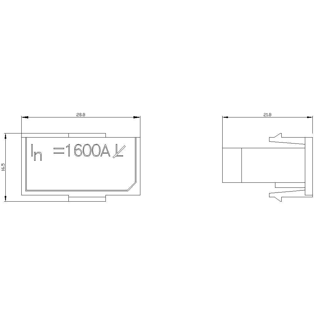 Rysunek techniczny rozdzielnicy elektrycznej z oznaczeniem 'In = 1600A'. Wymiary: 226 mm szerokości, 131 mm wysokości.