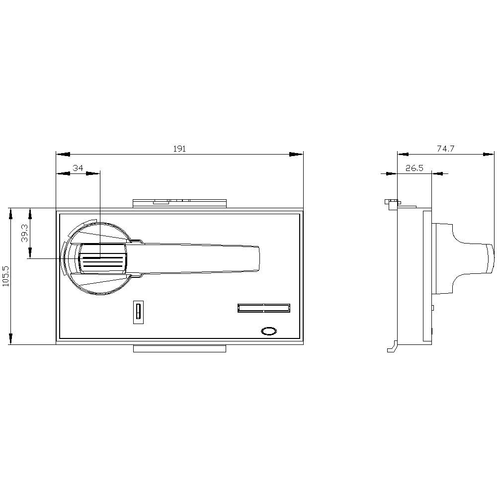 Rysunek techniczny kranu, przedstawiony z góry i z boku, z wymiarami w milimetrach.