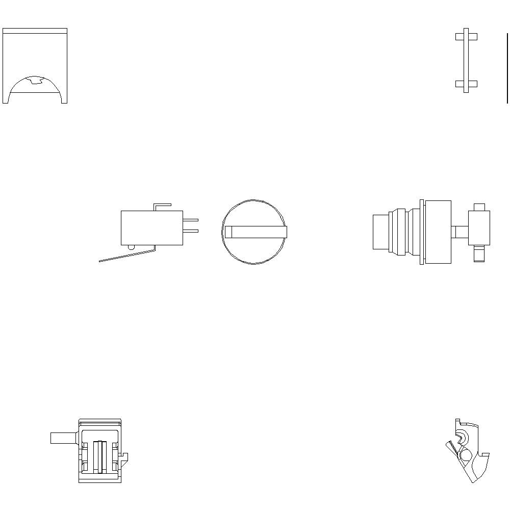 Elektryczne schematy i diagramy przedstawiają przekroje elementów mechanicznych połączonych ze sobą, bez tekstu lub skali.
