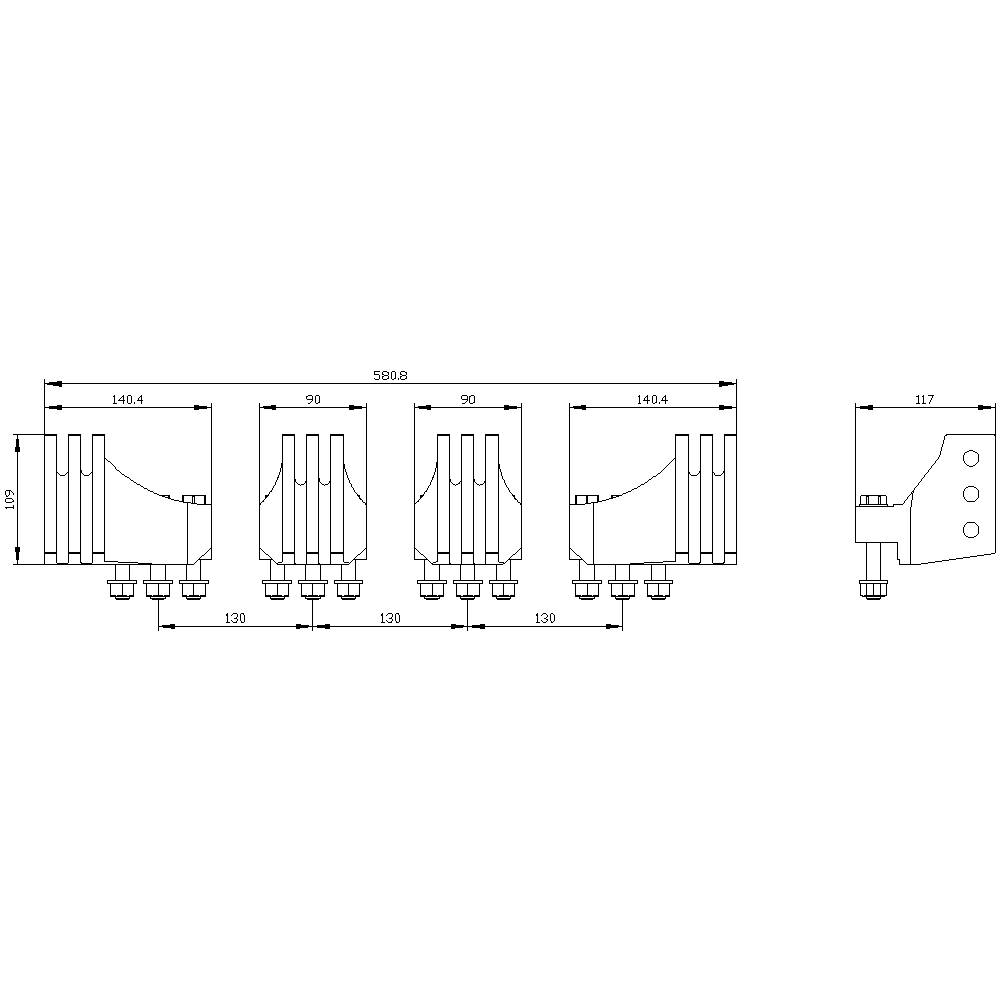 Rysunek techniczny pięciu szczegółowych komponentów konstrukcyjnych z wymiarami w milimetrach.