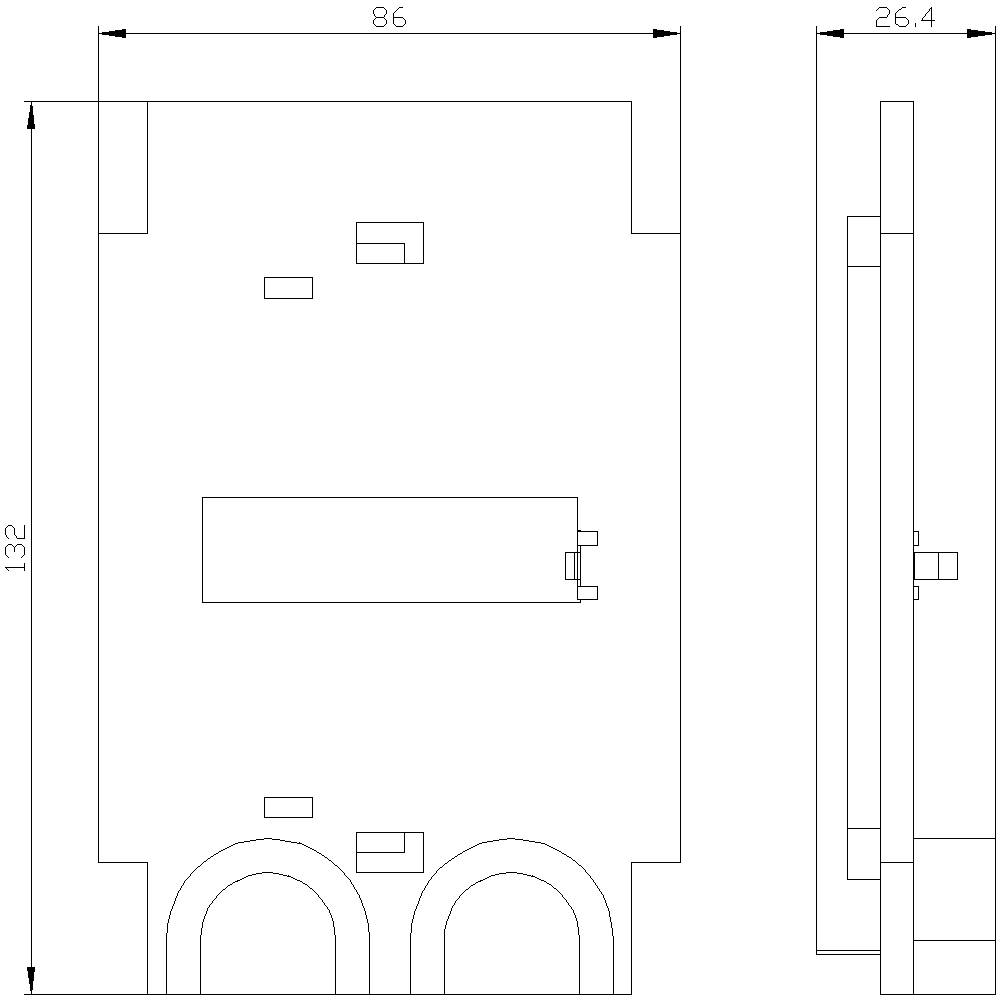 Rysunek techniczny elementu z dwoma widokami. Wymiary poziome i pionowe wynoszą 86 mm, 26,4 mm i 132 mm.