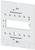 Biała metalowa wspornik z wieloma otworami montażowymi, prostokątne wycięcie pośrodku, prawdopodobnie przeznaczona do zamocowania urządzenia elektrycznego.
