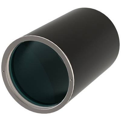 Cylindryczny metalowy przewód o ciemnym wykończeniu zewnętrznym i ciemnozielonym wnętrzu, lekko nachylony.