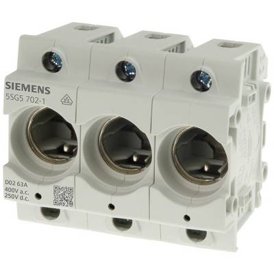 Potrójny automat zabezpieczający Siemens, model 5SG5 702-1, odpowiedni dla 63A, 400V prądu zmiennego i 250V prądu stałego.
