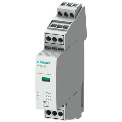 Moduł Siemensa 5SD7432 z przyłączami górnymi i dolnymi, zielonym światłem pracy oraz opisem dla różnych napięć.