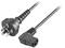 Wtyk sieciowy dwubiegunowy z uziemieniem oraz złącze IEC C13, połączone czarnym przewodem.
