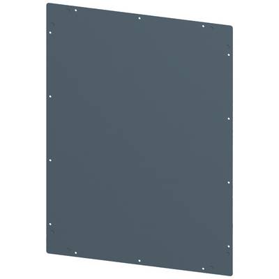 Prostokątna, gładka, ciemnoszara płyta metalowa z zaokrąglonymi narożnikami i otworami wzdłuż krawędzi.