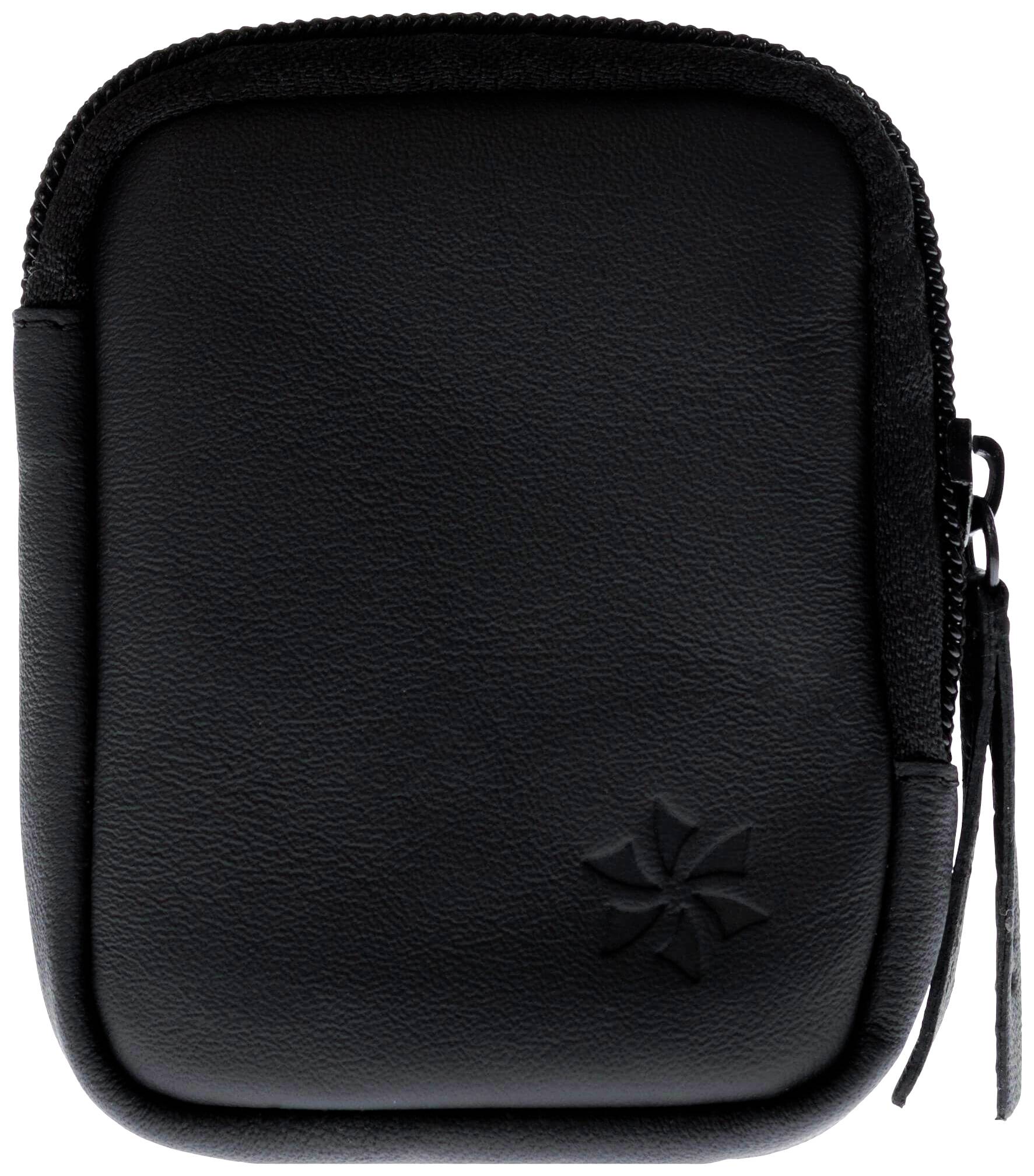 Czarna torba ochronna z zamkiem błyskawicznym, kompaktowa i gładka, z wytłoczonym symbolem gwiazdy w prawym dolnym rogu.