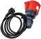 Czerwono-czarny przemysłowy kabel przedłużający o dużej mocy z wtyczką i gniazdem, przeznaczony do zastosowań przemysłowych.