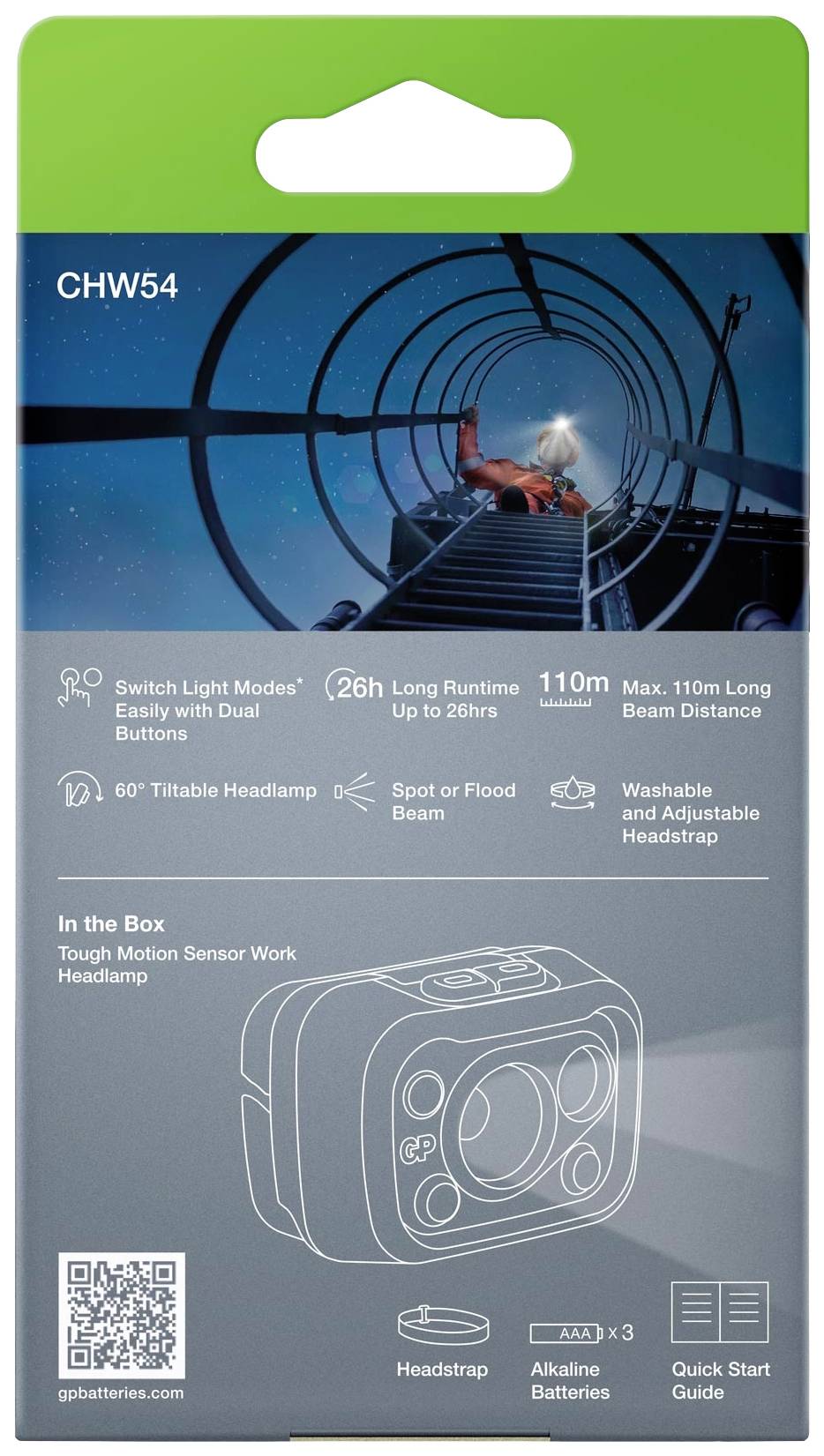 Налобний ліхтар GP Discovery GPDISHLCW54BL119, 375 лм, 26 год, 98 г
