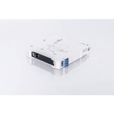 Biały moduł elektroniczny z gniazdami i oznaczeniami leży na białym podłożu.
