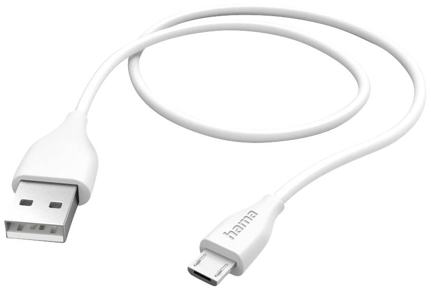 Зарядний кабель Hama USB 2.0 USB-A чоловічий, USB Micro-B чоловічий 1,50 м білий 00201587