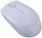 Szara, bezprzewodowa mysz komputerowa z rolką przewijania, o prostym designie bez widocznych przycisków.