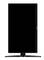 Czarny, pionowy ekran komputerowy o wąskiej ramce, umieszczony na podstawce, stojący na białym tle.