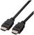 Czarny kabel HDMI z dwoma wtyczkami, odpowiedni do przesyłania danych audio i wideo między urządzeniami takimi jak telewizory i komputery.