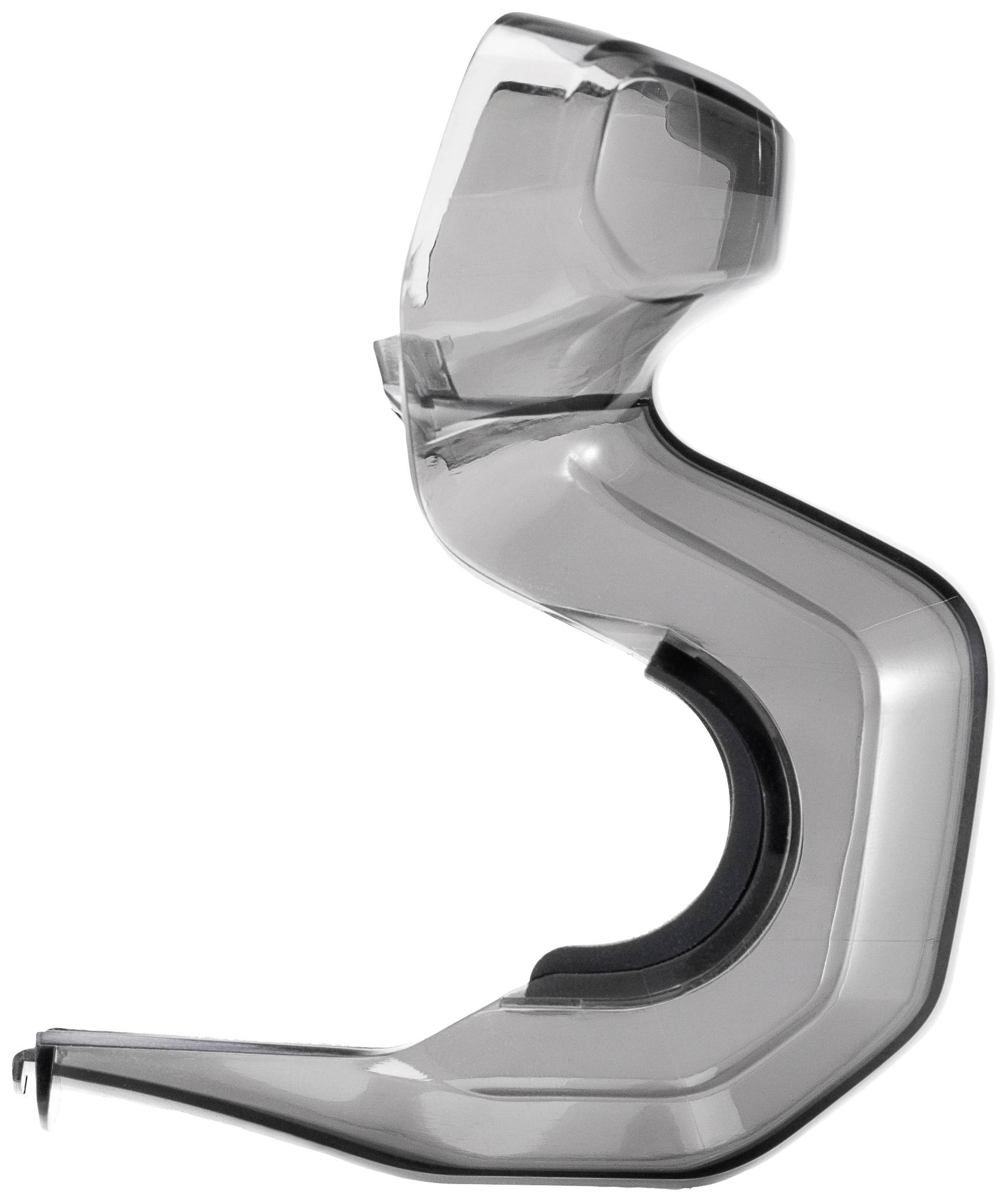 Wygięta, przezroczysta obudowa z tworzywa sztucznego, prawdopodobnie element ochronny lub osłona dla urządzenia technicznego.