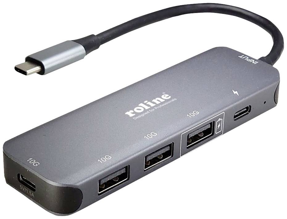 Hub USB-C z wieloma portami: trzy porty USB i wyjście HDMI. Kompatybilny z urządzeniami z gniazdem USB-C.