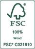Znak 'FSC 100% Drewno' przedstawiający symbol drzewa oznacza 100% certyfikowanego drewna. Numer rejestracyjny: FSC C021810.