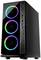 Czarno-srebrna obudowa komputera z trzema świecącymi wentylatorami RGB z przodu, wieloma portami i prostym, nowoczesnym wzornictwem.