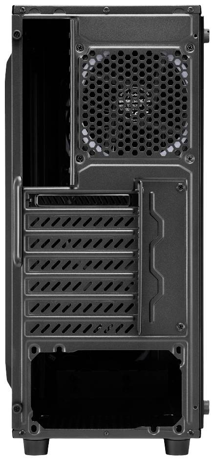 Tylna część obudowy komputera z kratką wentylacyjną, włącznikiem sieciowym i wieloma slotem rozszerzeń.