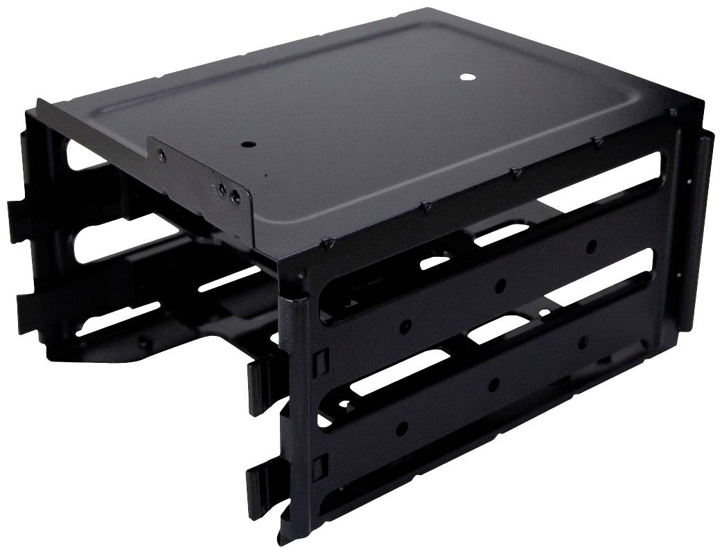 Metalowa rama do montażu dysków twardych z dwoma slotami, kompatybilna z obudowami komputerowymi. Idealna do instalacji dodatkowych dysków twardych.