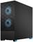 Czarna obudowa komputera z dwoma świecącymi niebieskim światłem wentylatorami z przodu.