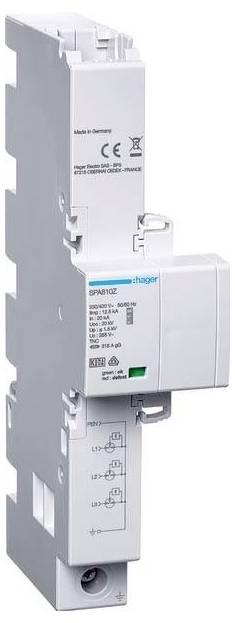 Hager SPA810Z SPA810Z Parafoudre combiné Protection anti-surtension pour: barre omnibus 40 mm 12.5 kA Piece 1 pc(s)