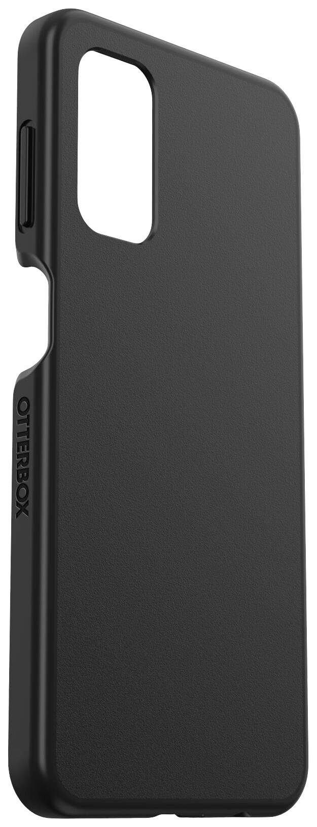 Czarna obudowa na telefon od OtterBox, o prostym designie, z wycięciami na aparat i złącza, zapewniająca ochronę smartfonom.