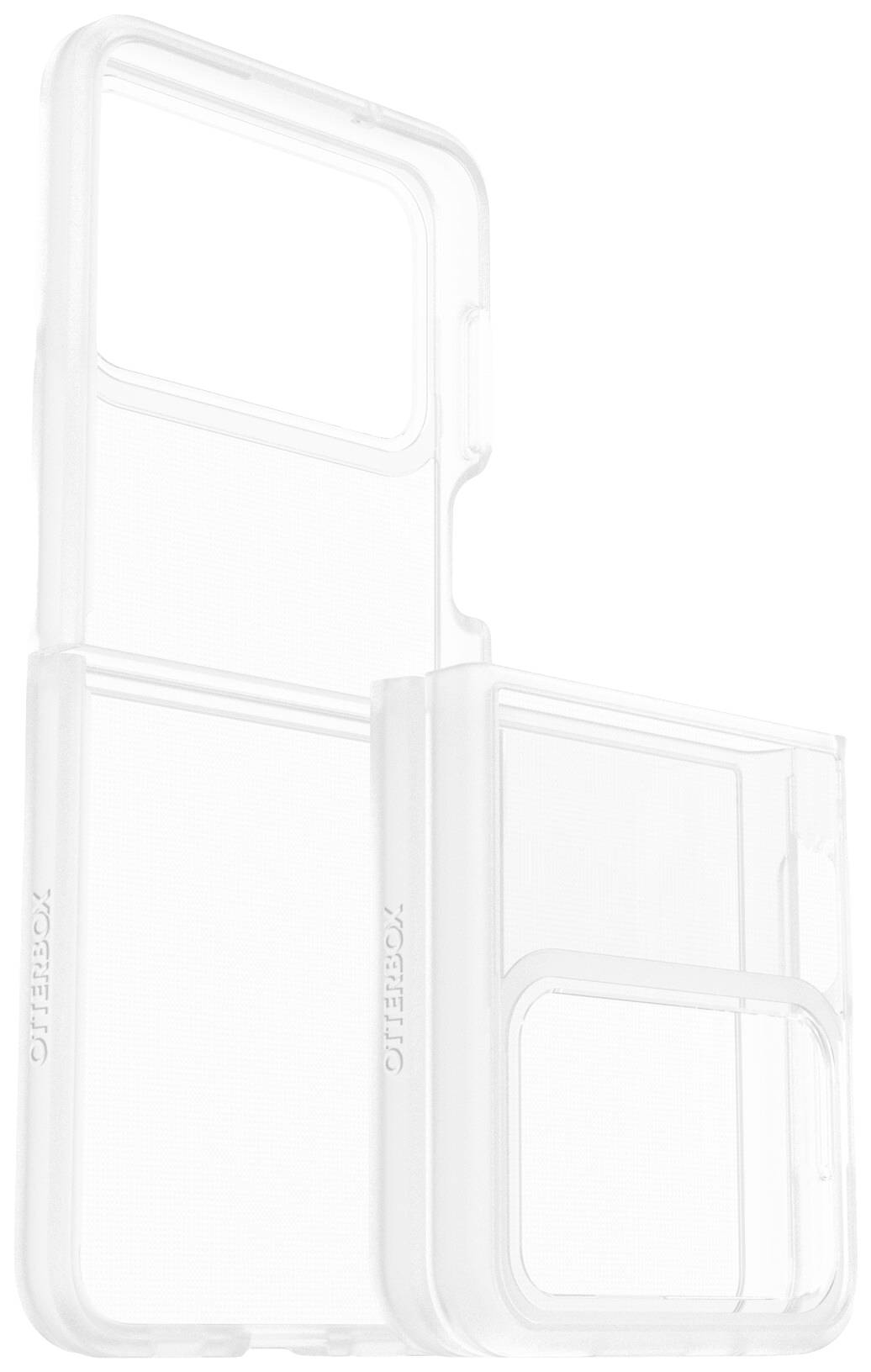 Przezroczyste etui na telefon składające się z dwóch odłączanych części, zaprojektowane z myślą o dodatkowej ochronie.