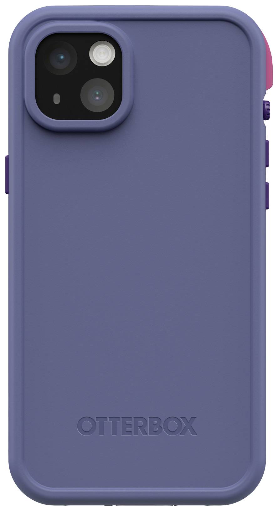 Smartfon w wytrzymałej, niebieskiej obudowie OtterBox, widok od tyłu, widoczne obiektywy aparatu. Idealny pod względem ochrony i trwałości.