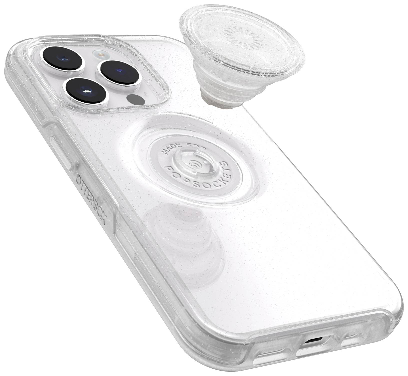 Przezroczyste etui na smartfona z wbudowanym uchwytem PopSocket.