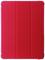 Czerwone etui na tablet, sfotografowane w pionie, o prostych liniach i gładkiej powierzchni.